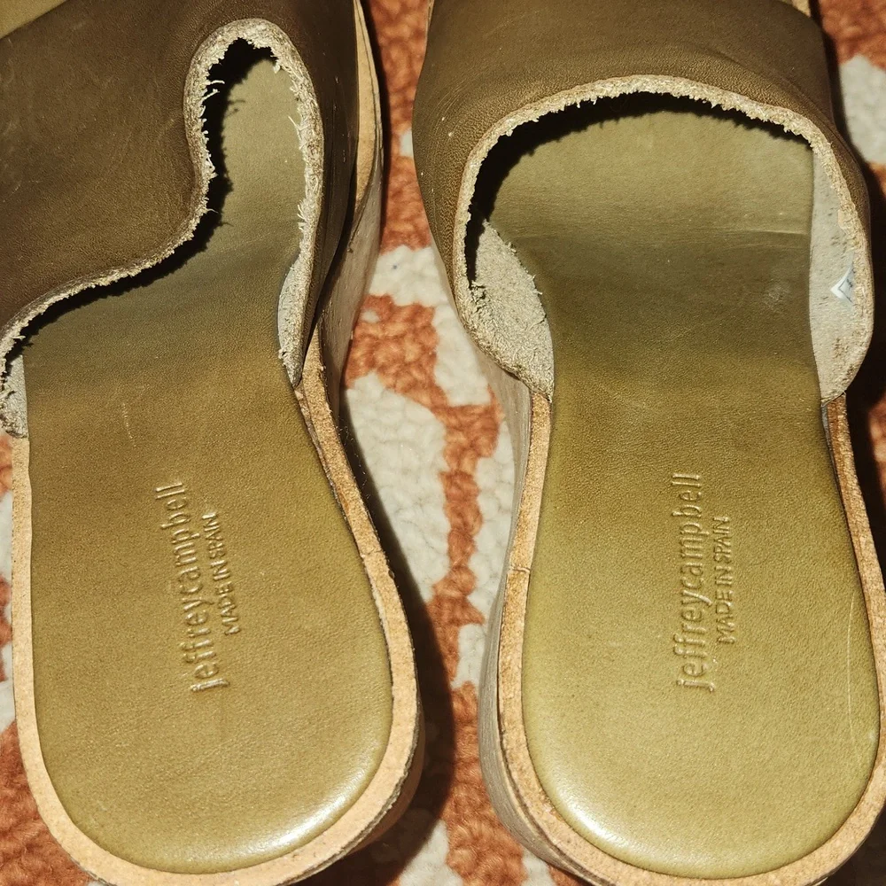 Jeffrey Campbell Lucianna Platform Leather Sandal  in Olive Size 39